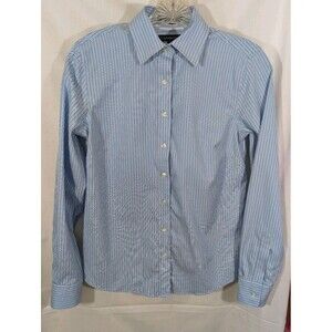 Lands' End Shirt Long Sleeve Button Up Collared Womans Multicolor Size 2 Preppy